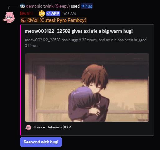 Bwahhh /hug command example